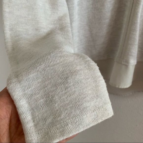 Sanctuary Knit Mixed Media Sweater V Neck Front Cut Neutral Minimalist Medium - Picture 8 of 12